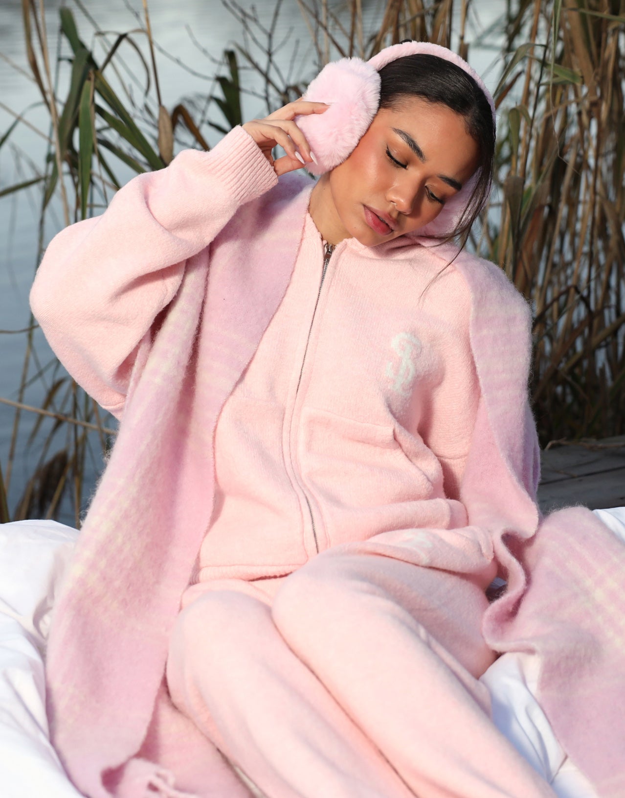 Romy Simmi Studios Chunky Knit Hoodie In Pink | SIMMI London