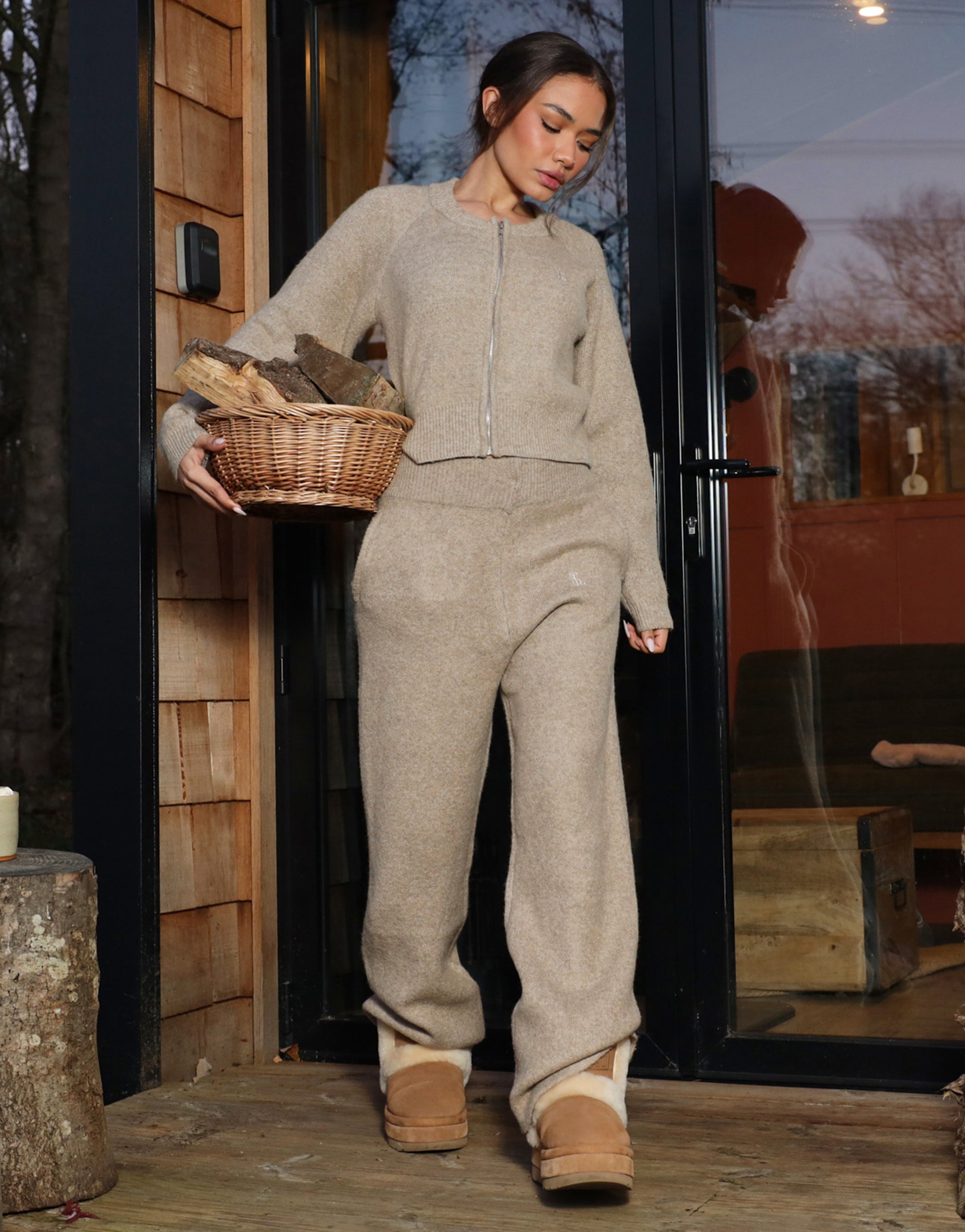 Caris Simmi Studios Knitted Trousers In Oatmeal | SIMMI London