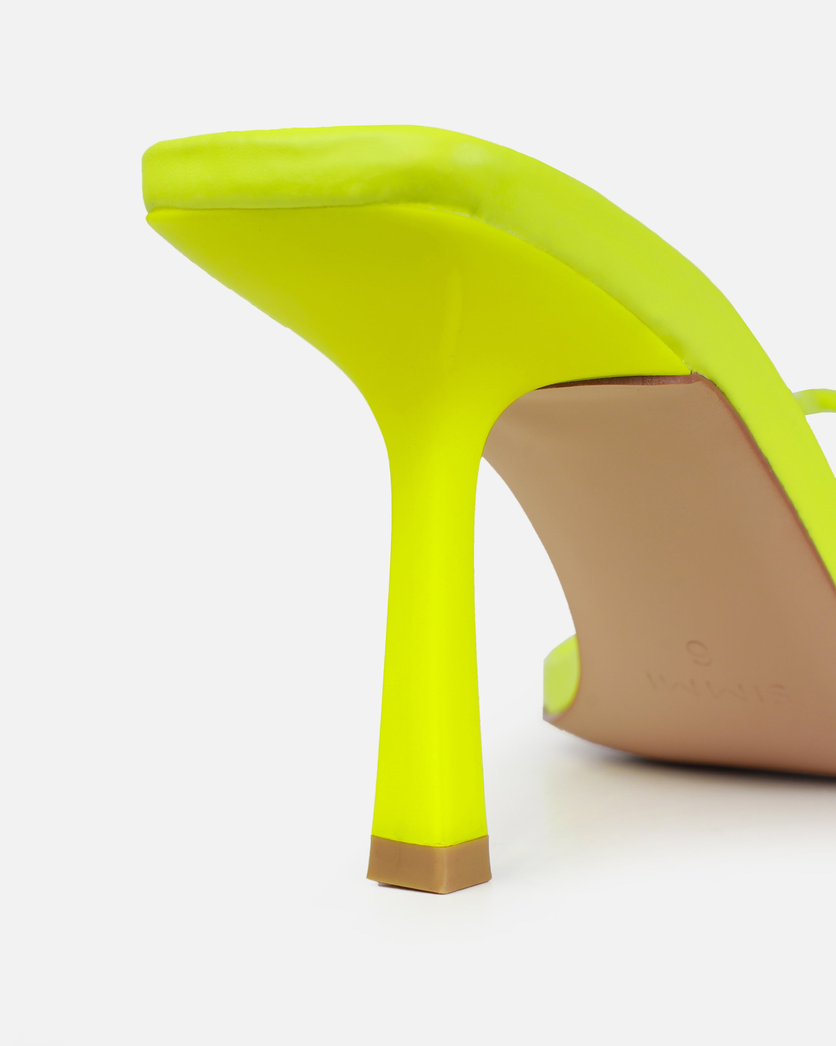 Xylia Lime Green Strappy Mid Heels | SIMMI London