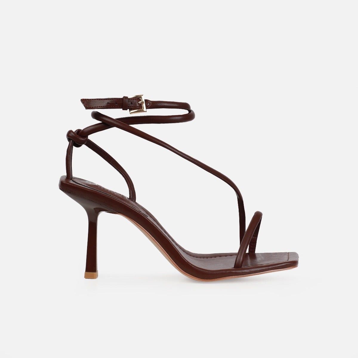 Xylia Brown Strappy Mid Heels | SIMMI London