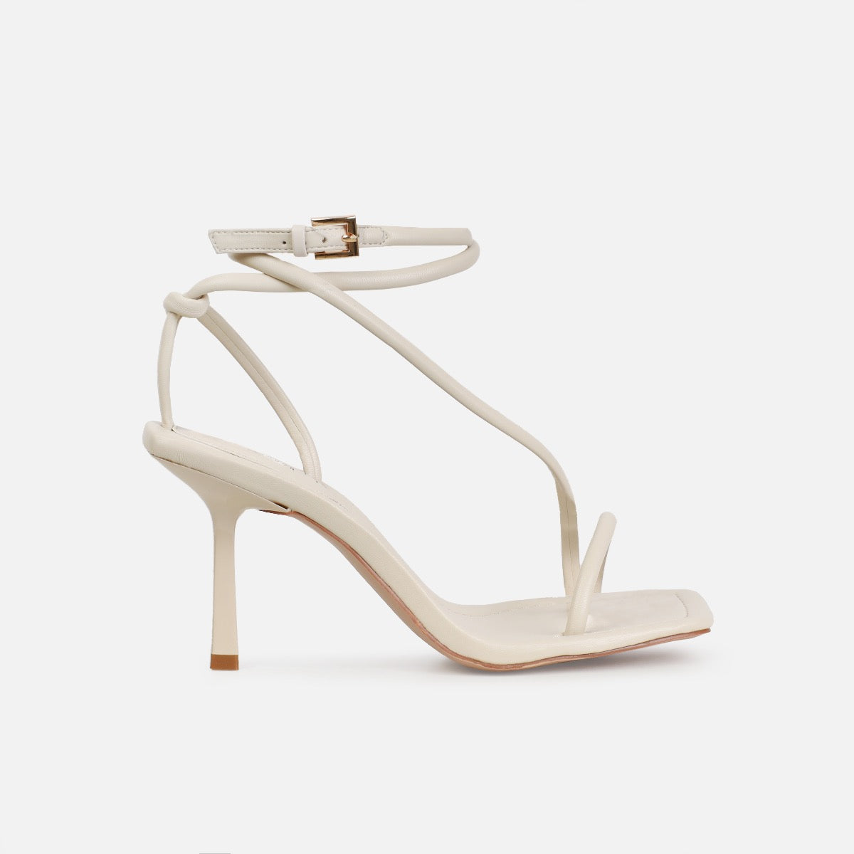 Xylia Ecru Strappy Mid Heels | SIMMI London