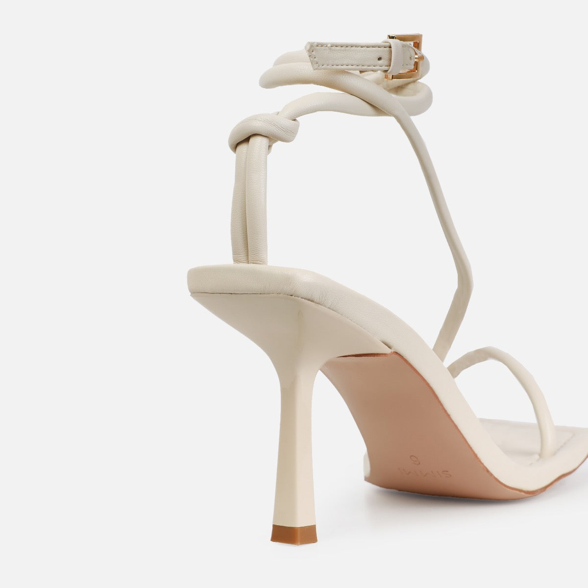 Xylia Ecru Strappy Mid Heels | SIMMI London