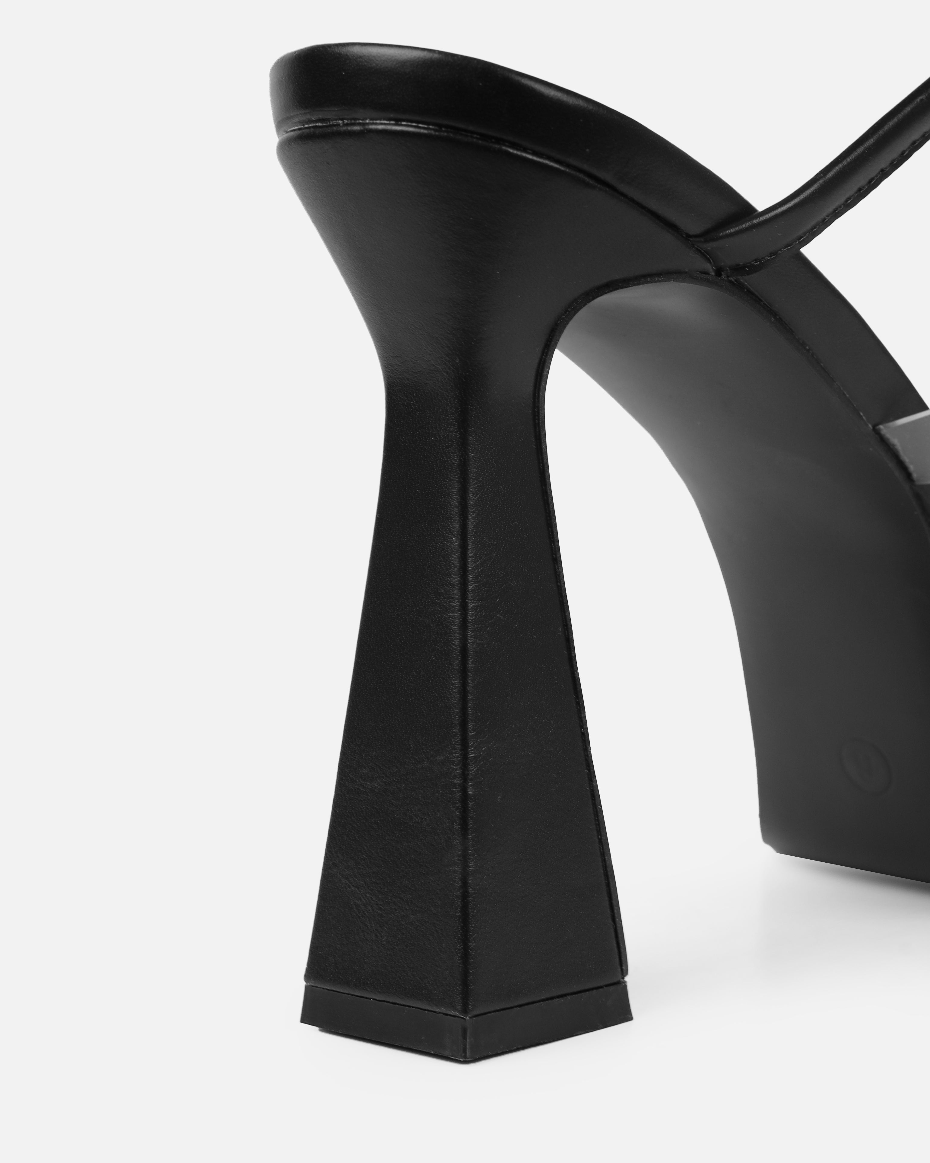 Yolanda Black Spiral Clear Platform Block Heels | SIMMI London