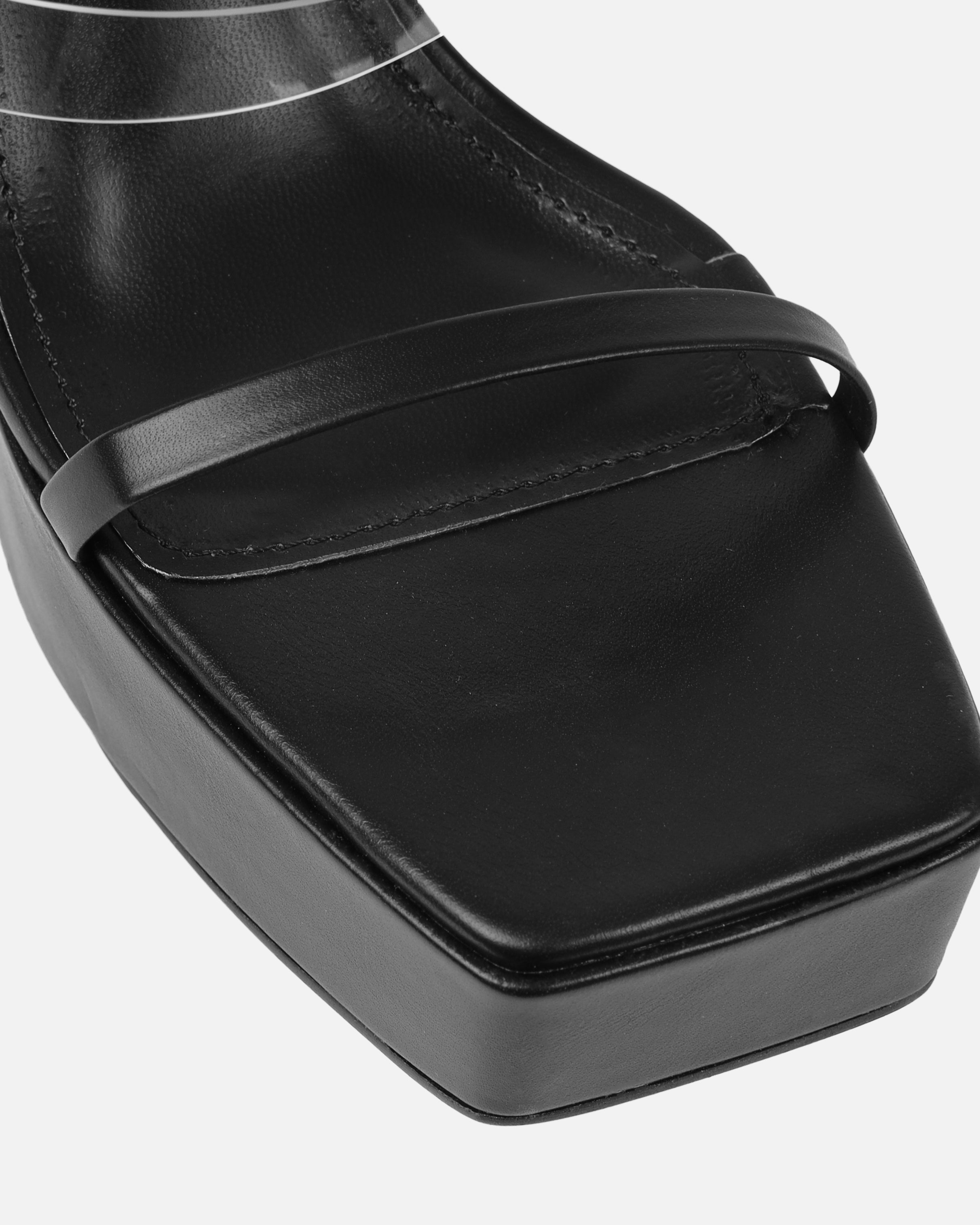 Yolanda Black Spiral Clear Platform Block Heels | SIMMI London