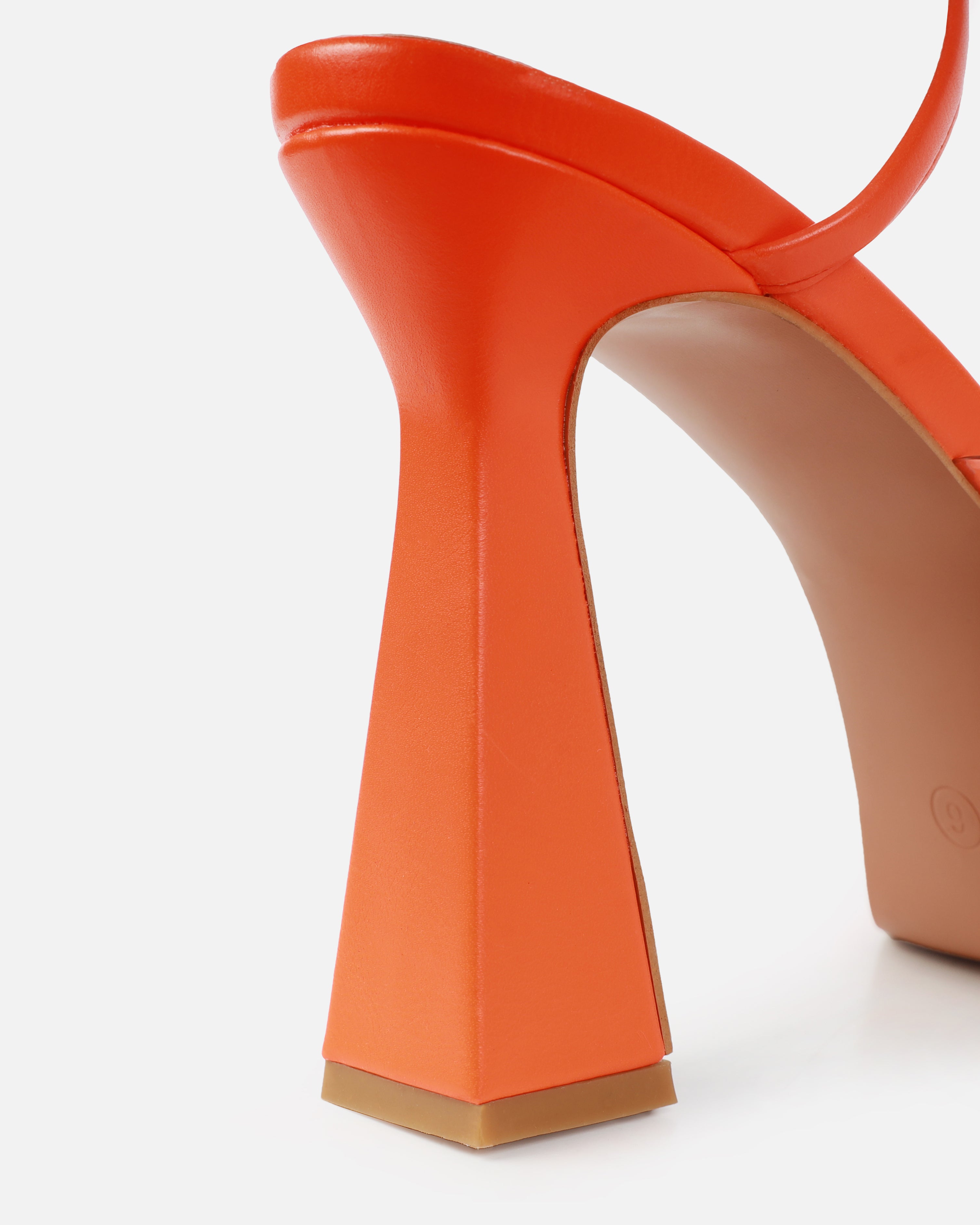 Yolanda Orange Spiral Clear Platform Block Heels | SIMMI London
