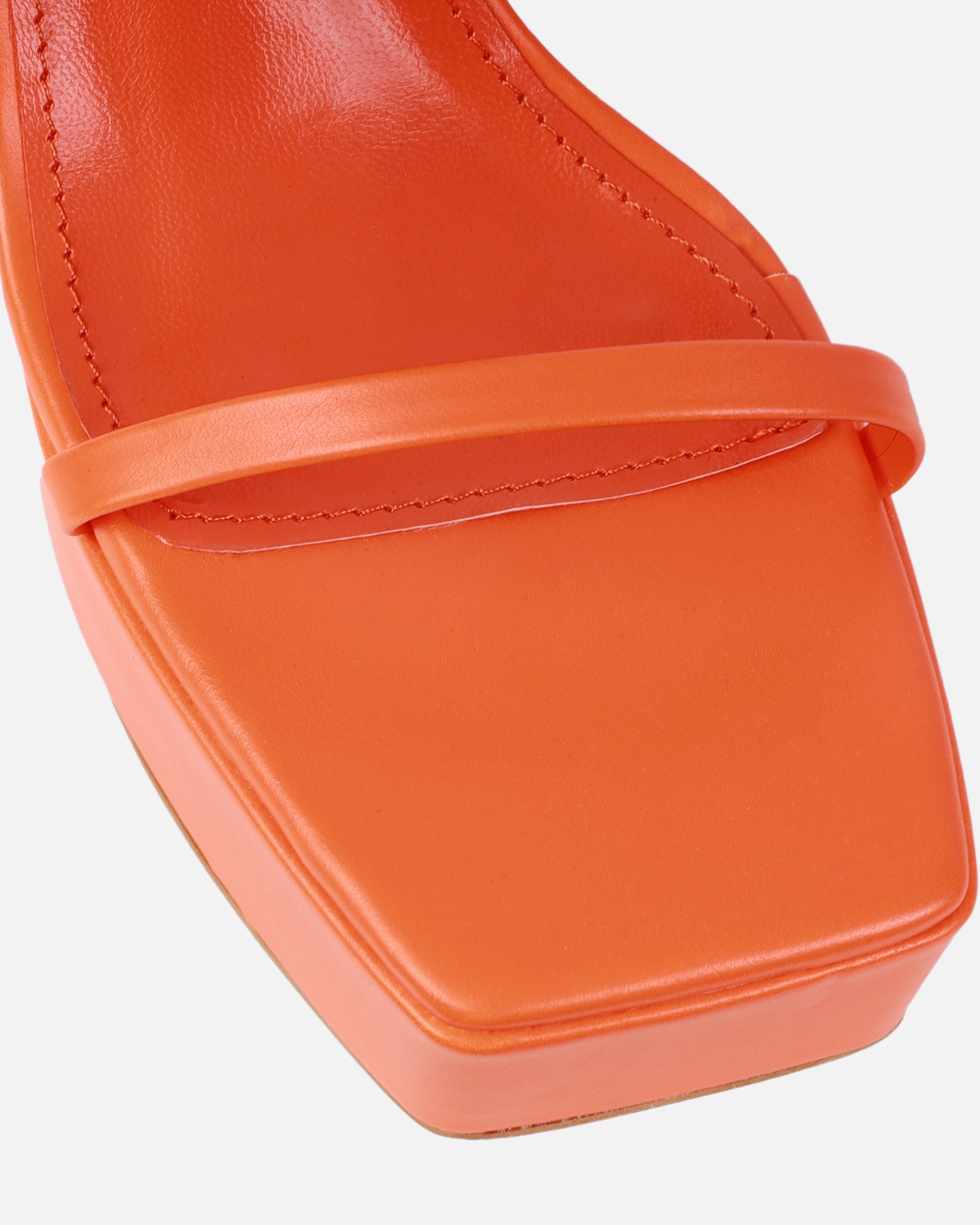 Yolanda Orange Spiral Clear Platform Block Heels | SIMMI London