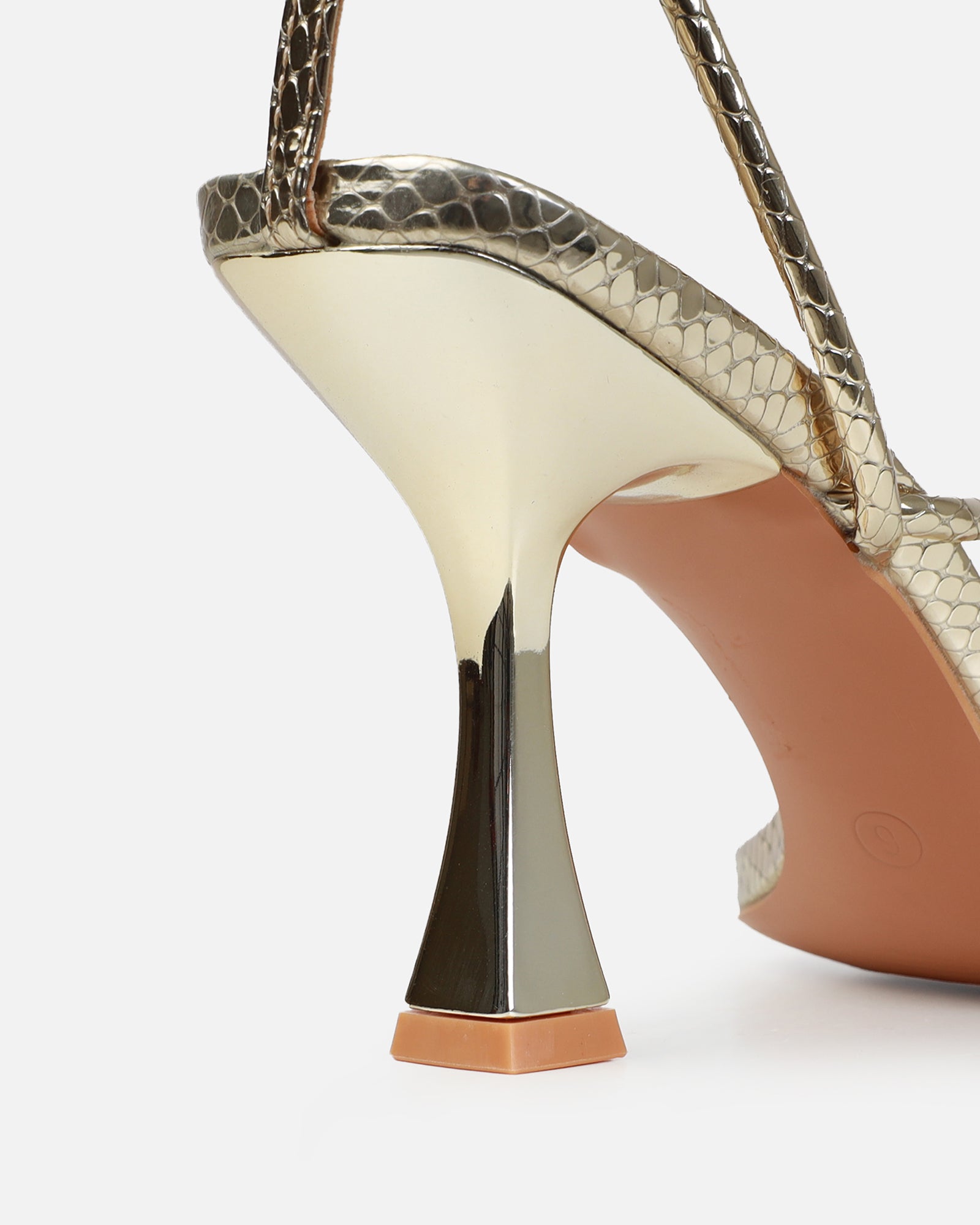Zadal Gold Faux Snake Print Toe Thong Mid Heels | SIMMI London