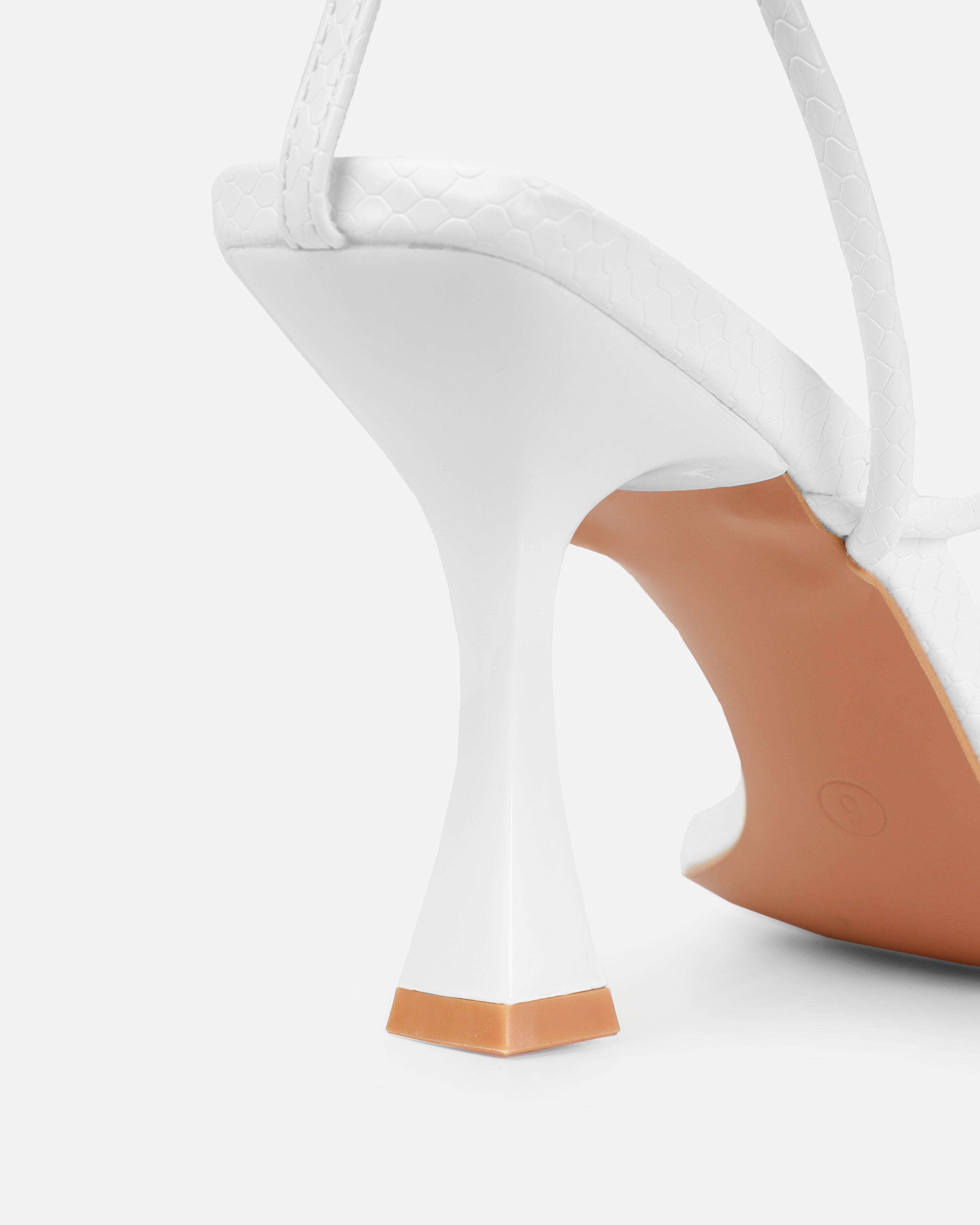 Zadal White Faux Snake Print Toe Thong Mid Heels | SIMMI London