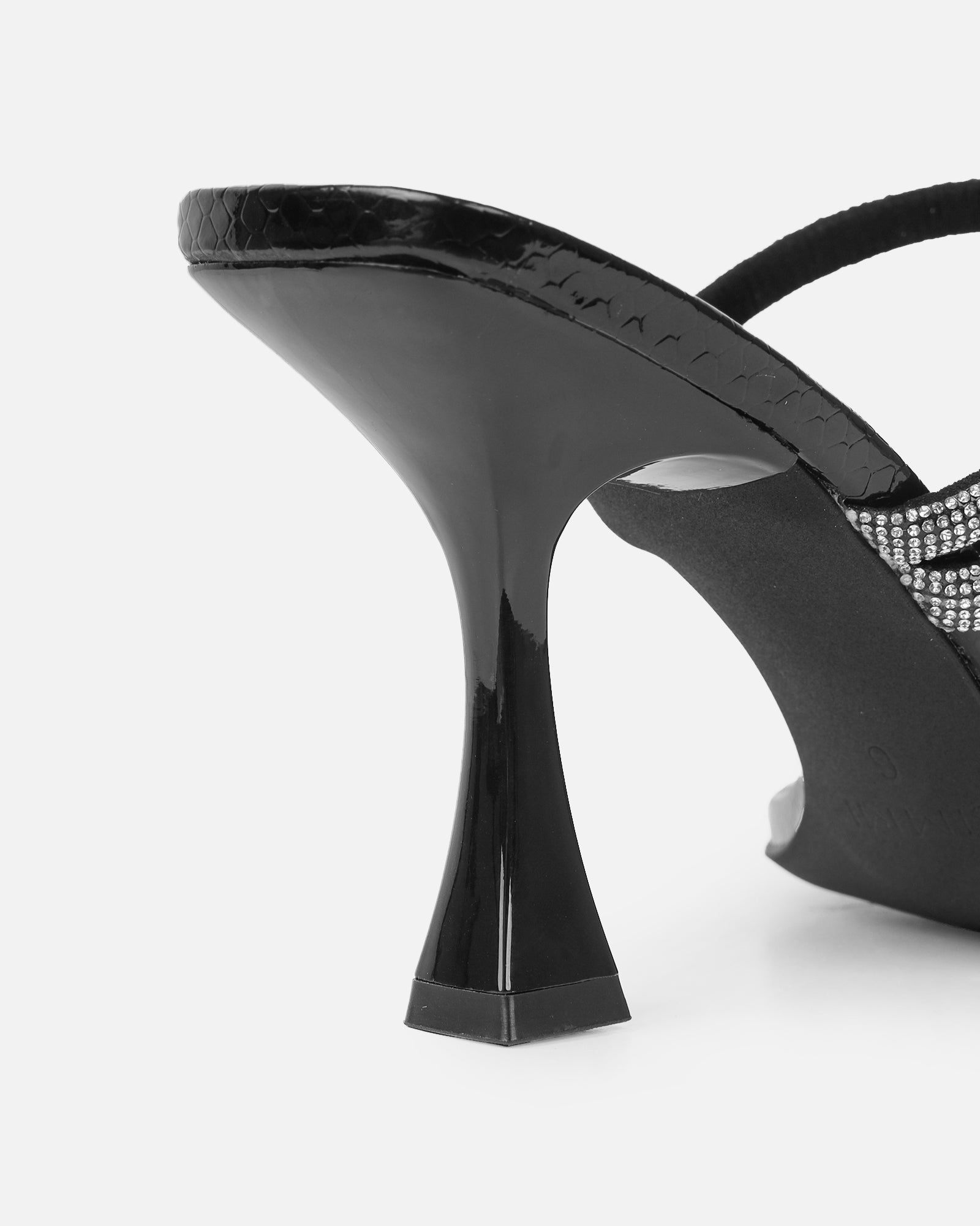 Zita black snake diamante mid heeled mules | SIMMI London