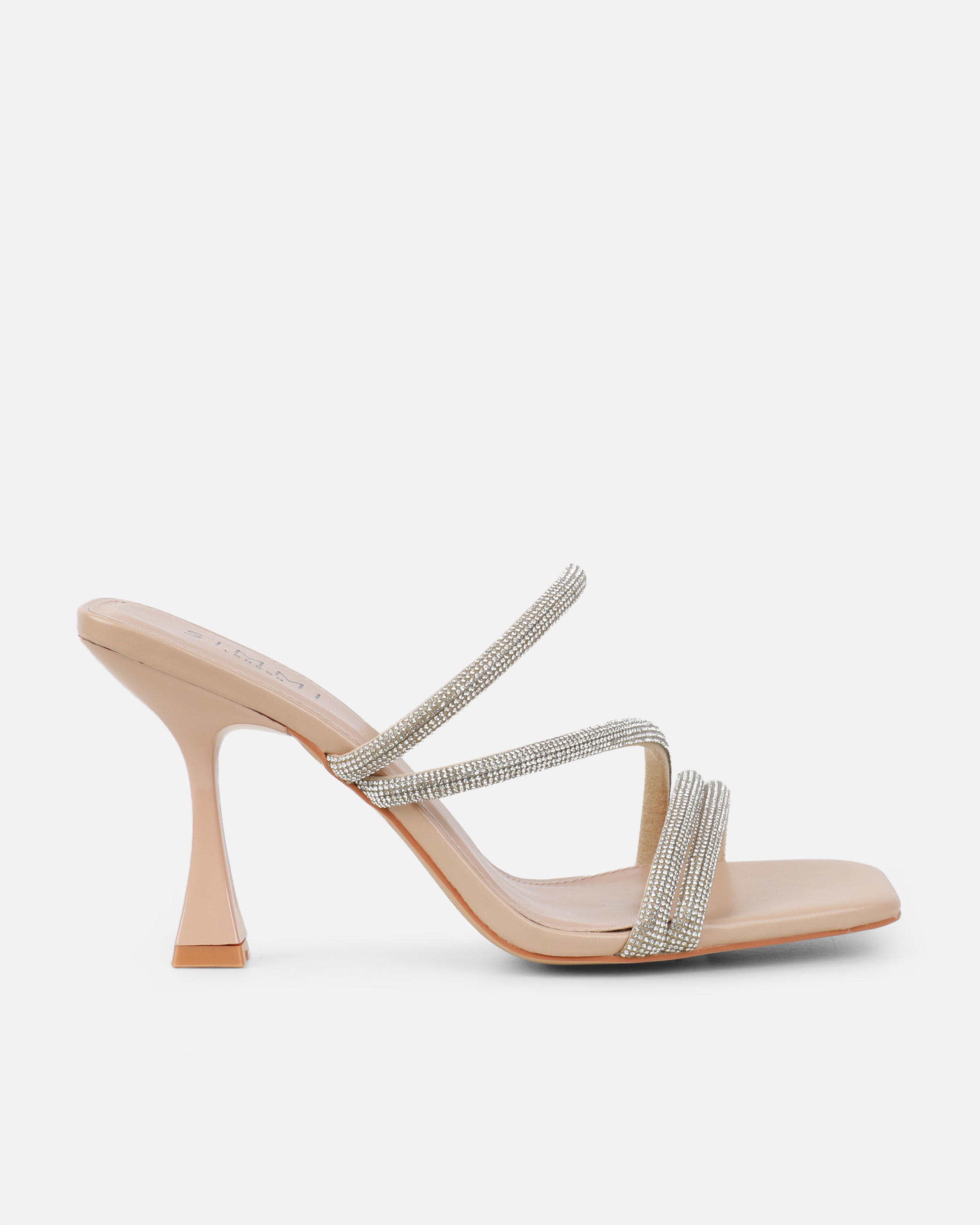 Zita nude diamante mid heeled mules | SIMMI London