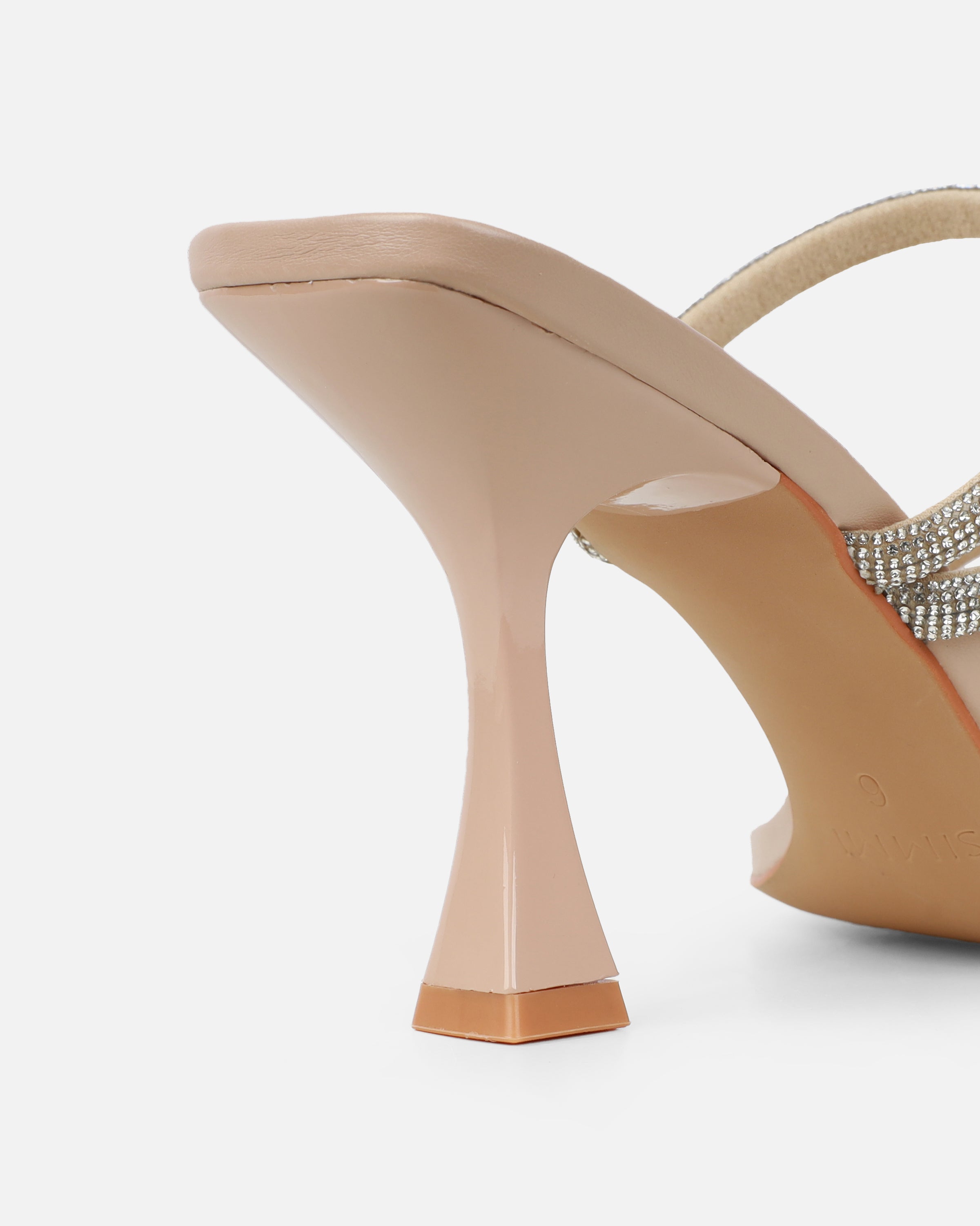 Zita nude diamante mid heeled mules | SIMMI London