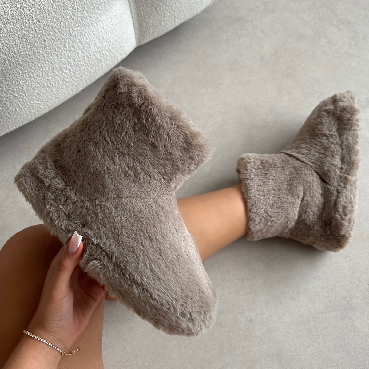 Comfy Mocha Fluffy Slipper Boots product