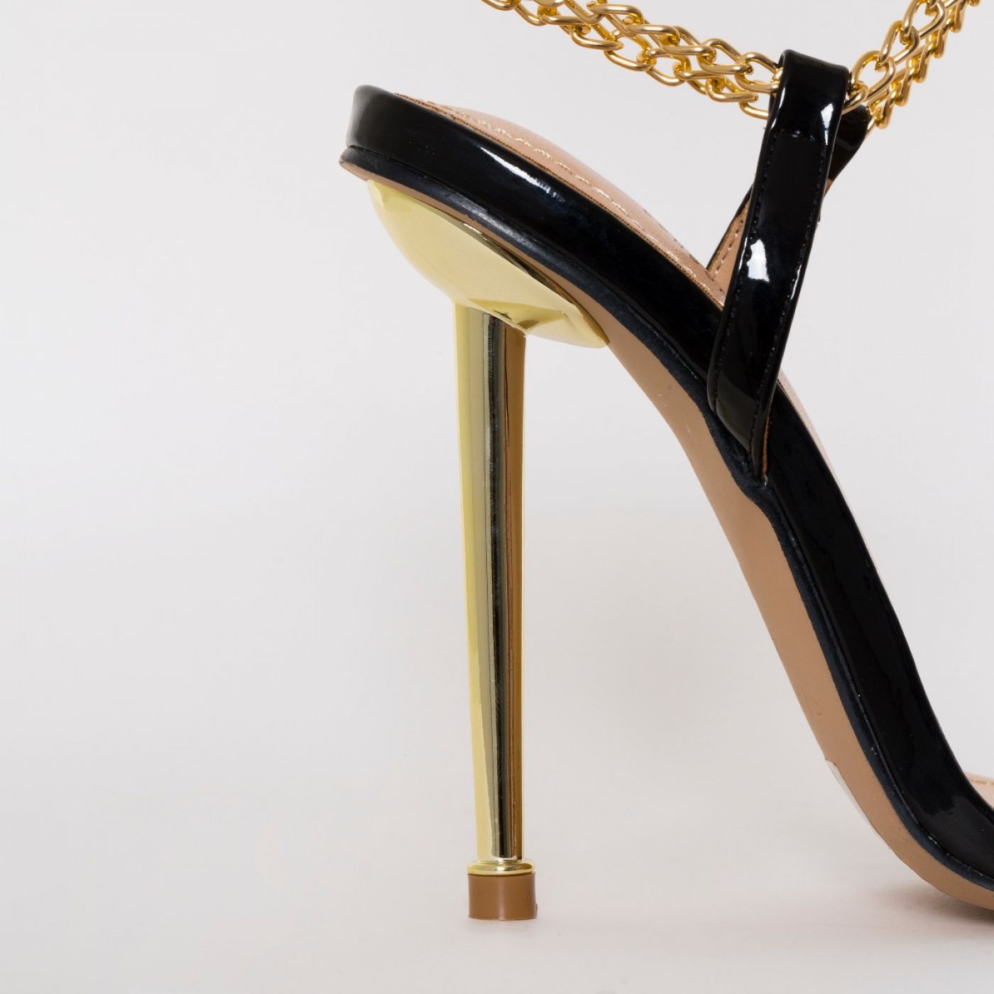 Amarissa Black Patent Clear Chain Heels