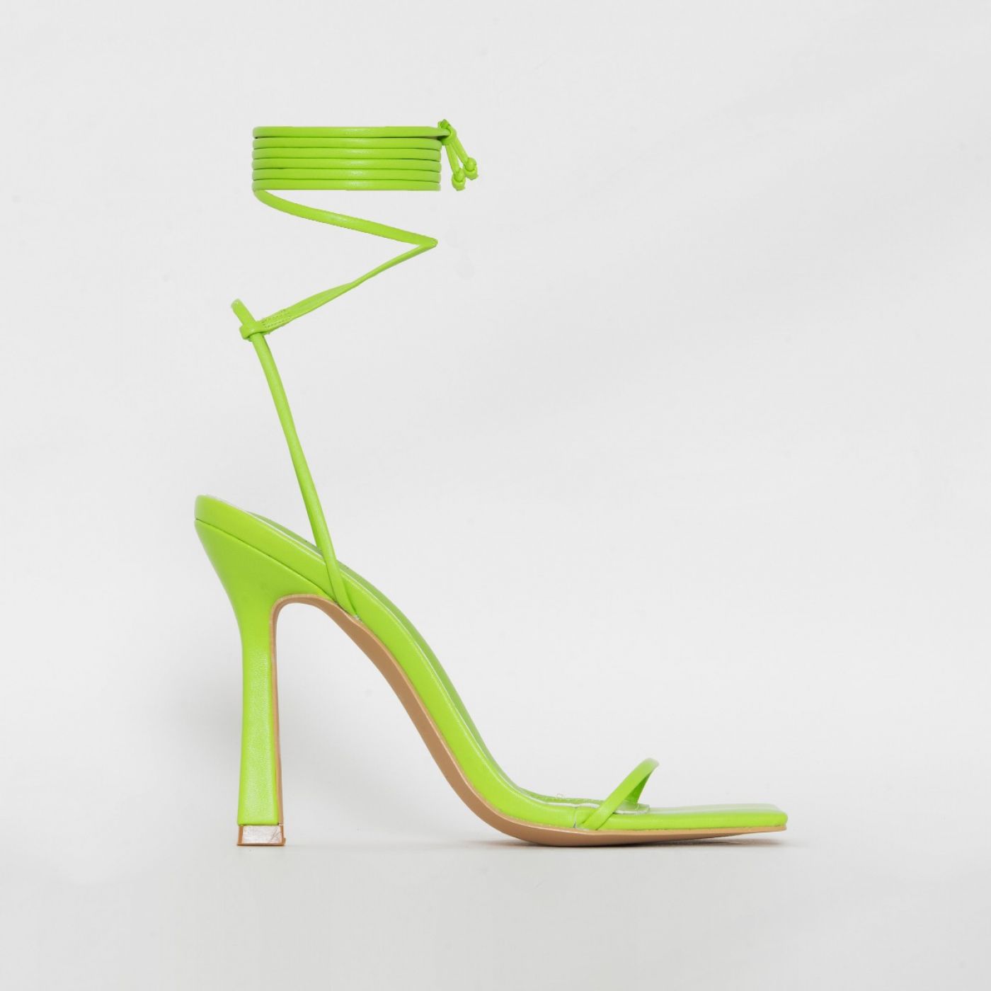 Kiala Lime Green Lace Up Stiletto Heels