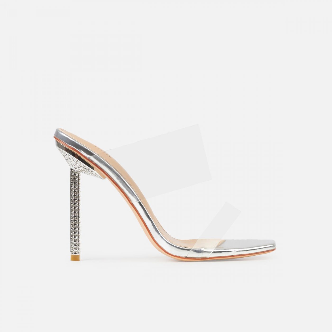 Deja Silver Clear Strappy Diamante Heels | SIMMI London