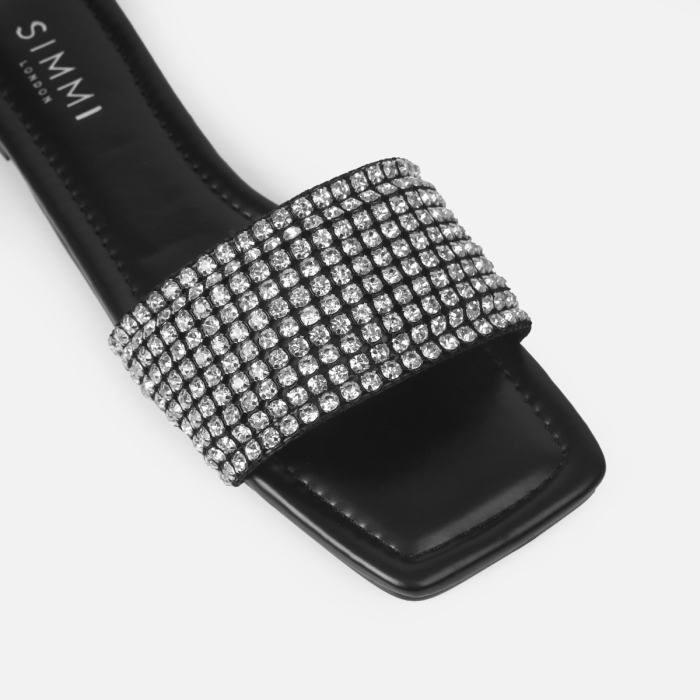 Azura Black Diamante Sliders | SIMMI London