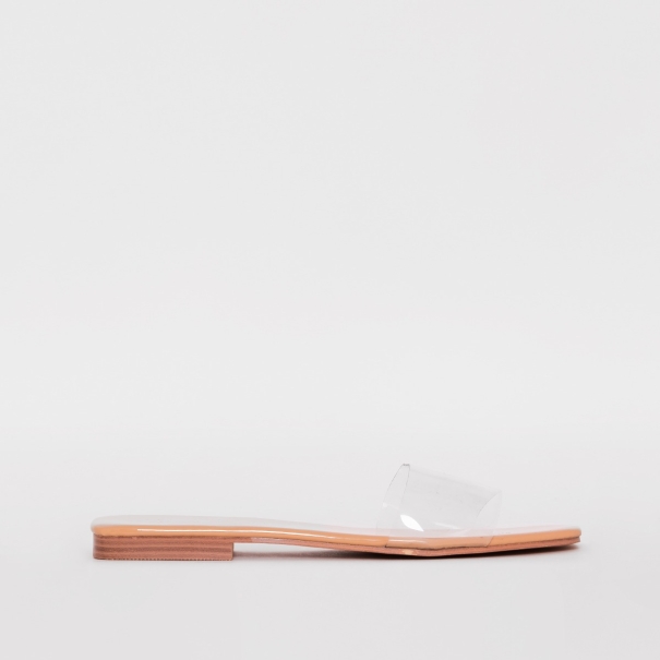 SIMMI SHOES / RHIANNE CLEAR NUDE PATENT SLIDERS