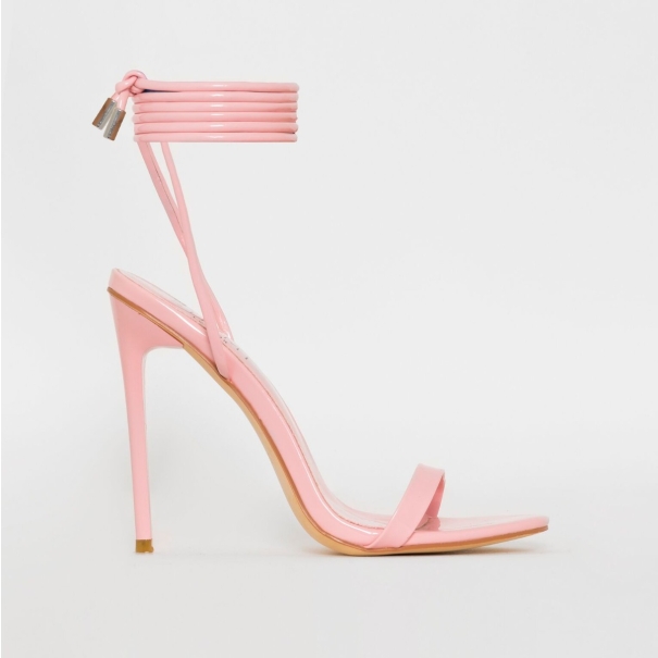 SIMMI SHOES / WHITNEY PINK PATENT TIE UP STILETTO HEELS

