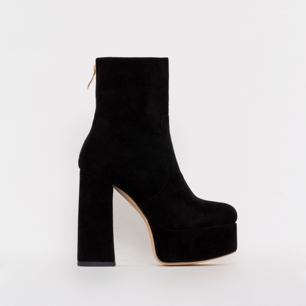 SIMMI SHOES / LACEY BLACK SUEDE CHUNKY PLATFORM ANKLE BOOTS