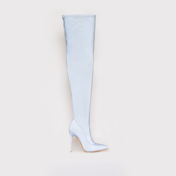 SIMMI SHOES / ISABEL REFLECTIVE THIGH HIGH STILETTO BOOTS