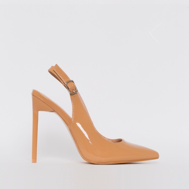 SIMMI SHOES / INES NUDE PATENT SLINGBACK COURT HEELS