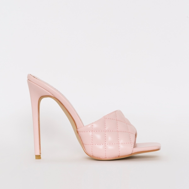 SIMMI SHOES / MARIAN PINK QUILTED MULE HEELS