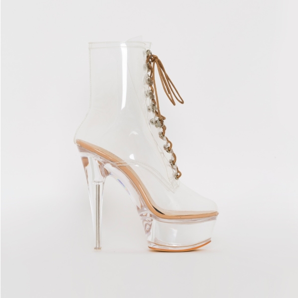 Stacey Clear Nude Platform Boots