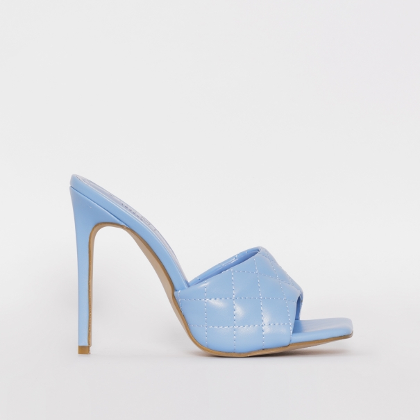 SIMMI SHOES / MARIAN BLUE QUILTED MULE HEELS