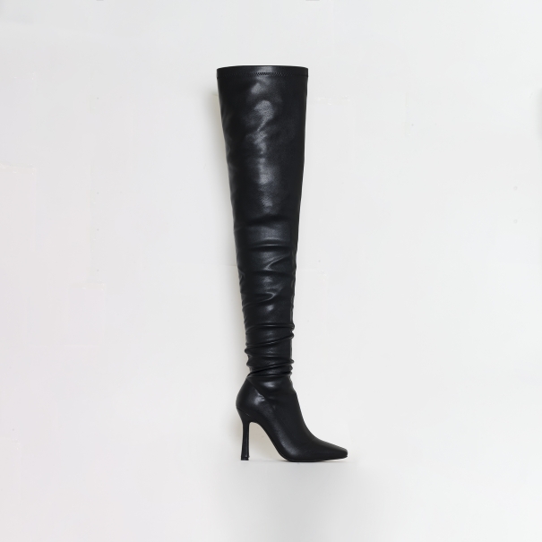 SIMMI SHOES / Minar Black Ruched Thigh High Boots
