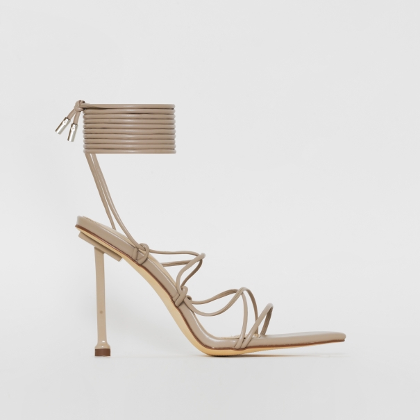 SIMMI SHOES / CJ Nude Lace Up Stiletto Heels