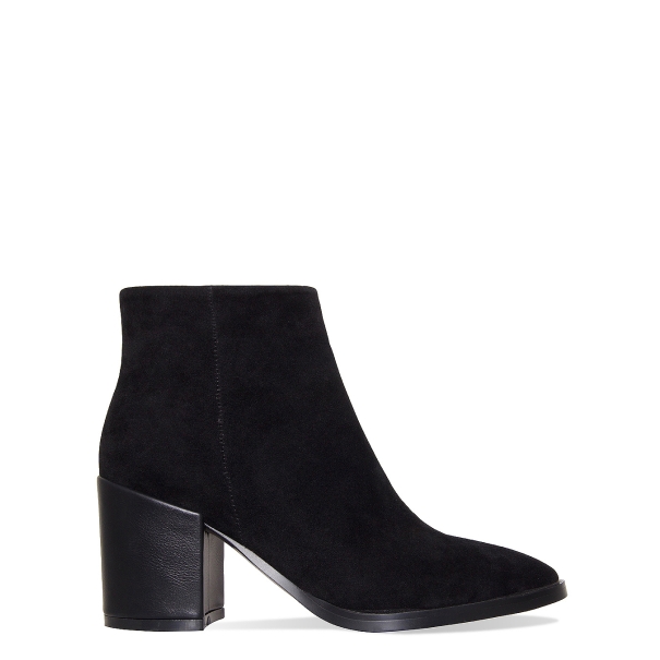 Addison Black Suede Block Heel Ankle Boots