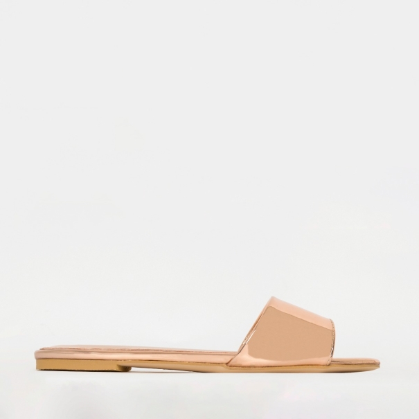 Zara Rose Gold Flat Sliders