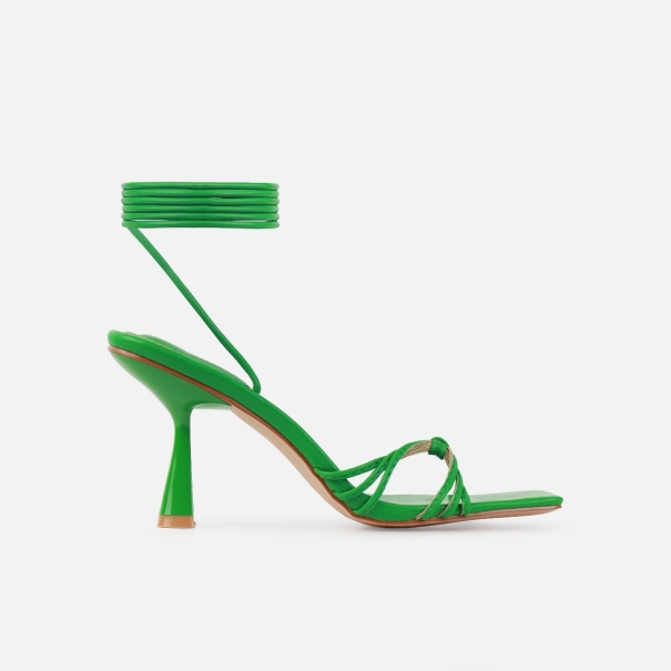 Alami Green Lace Up Mid Heels| SIMMI London