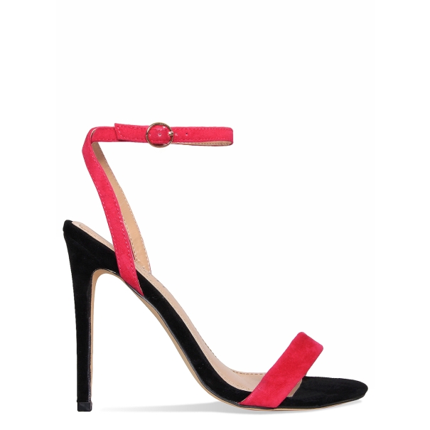 Arianna Black and Fuchsia Suede Barely There Heels