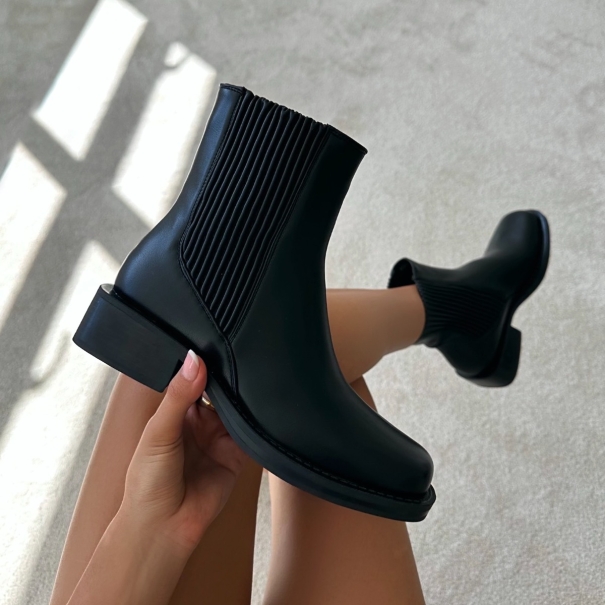 Leroy Black Flat Ankle Boots | SIMMI London
