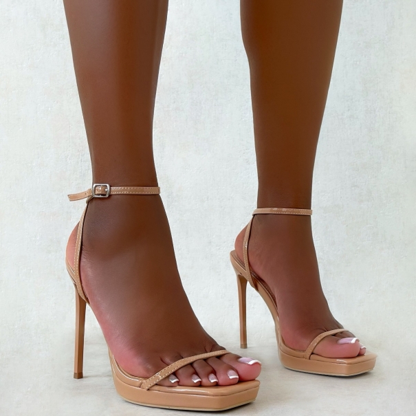 SIMMI Shoes / Carmella Nude Patent Platform Stiletto Heels