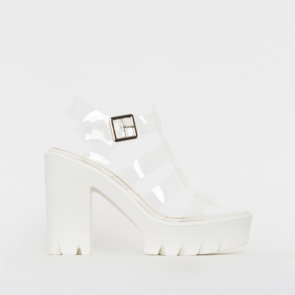Daisy Clear White Chunky Platform Heels