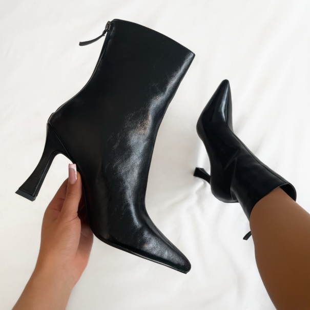 Dane Black Flared Heel Ankle Boots | SIMMI London