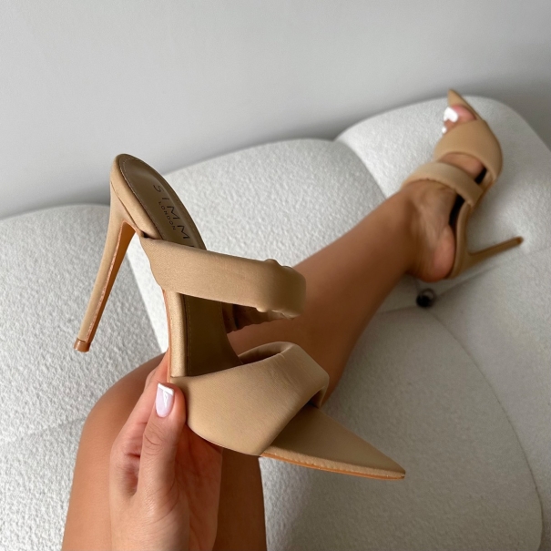 Dio Nude Lycra Pointed Toe Heeled Sandals | SIMMI London