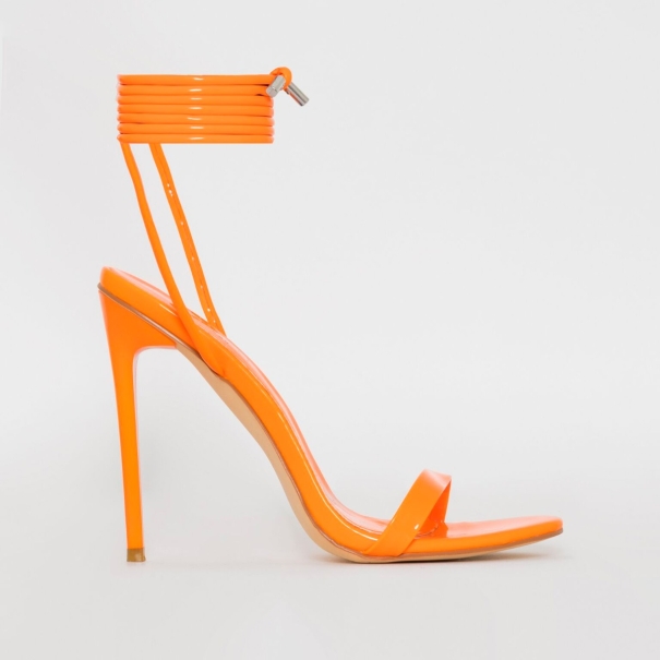 Whitney Orange Patent Tie Up Stiletto Heels