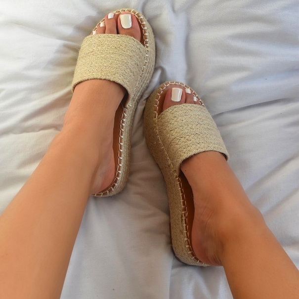 Flavia Beige Espadrille Flatform Sandals