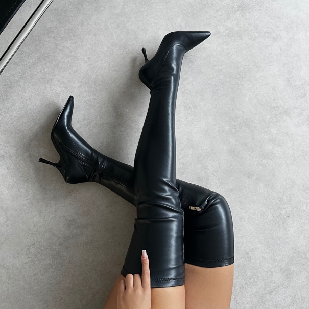 Vermont Black Stretch Over The Knee Boots | SIMMI London