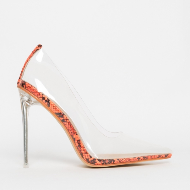 Christie Coral Snake Clear Stiletto Court Shoes