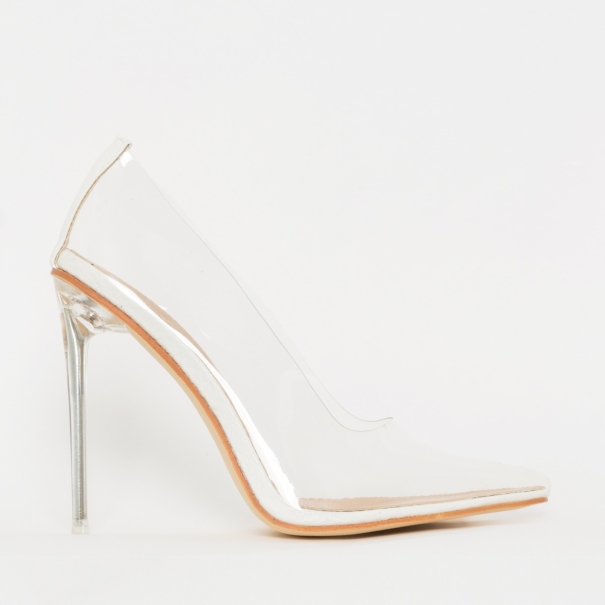 Christie White Snake Clear Stiletto Court Shoes