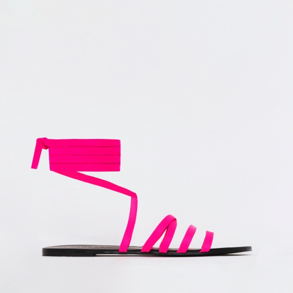 Harlem Pink Strappy Lace Up Sandals