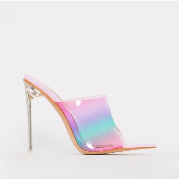 Amerie Baby Pink Ombre Clear Mule Heels