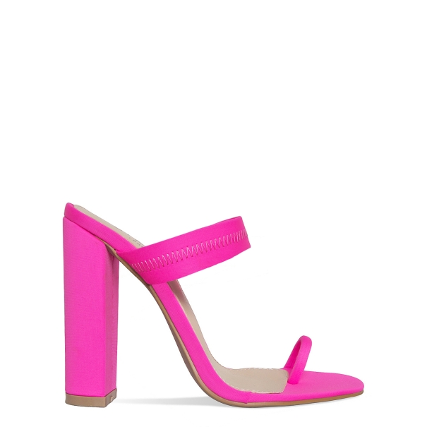 Hailee Neon Pink Lycra Toe Loop Mules