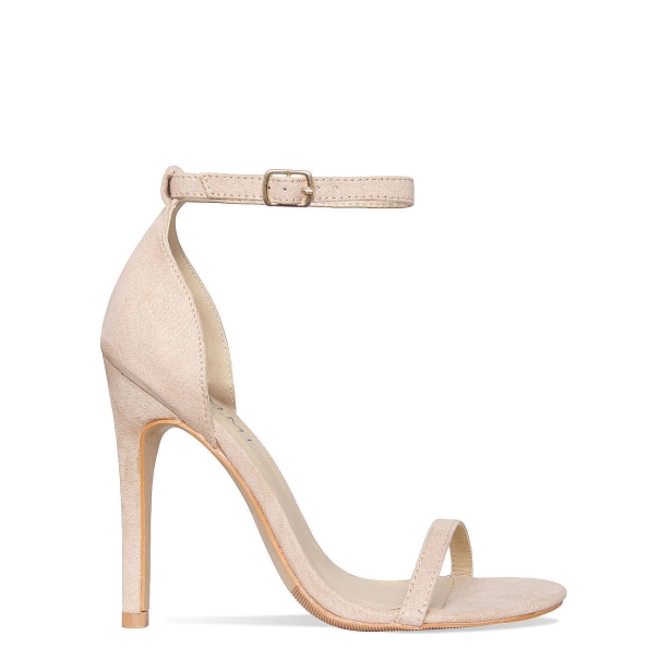 Lexi Nude Suede Barely There Stiletto Heels