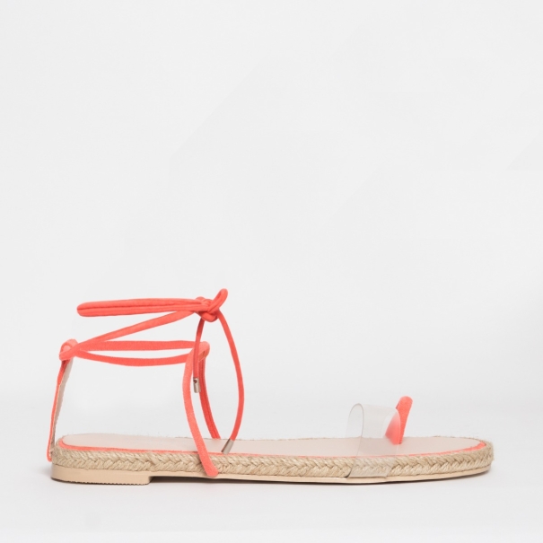 Hara Coral Suede Clear Lace Up Flats
