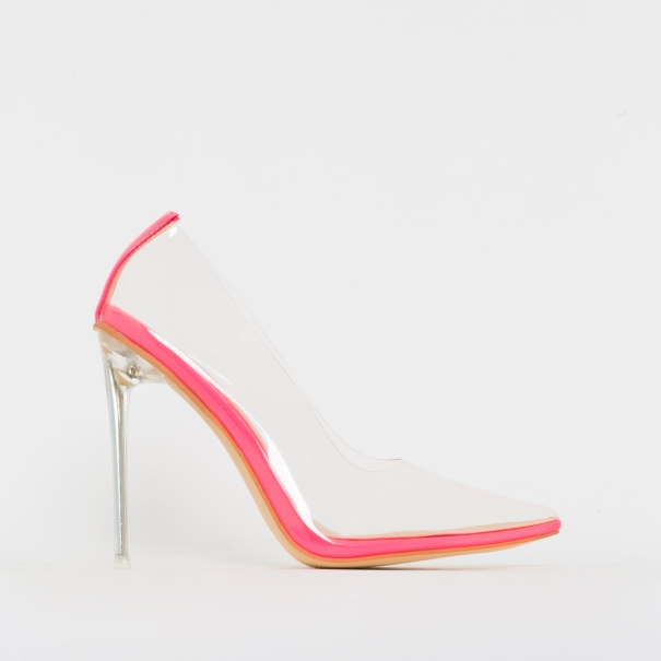 Christie Hot Pink Patent Clear Stiletto Court Shoes